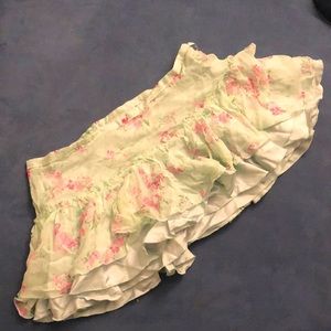 Abercrombie & Fitch NWT small silk mint flower ruffle skirt